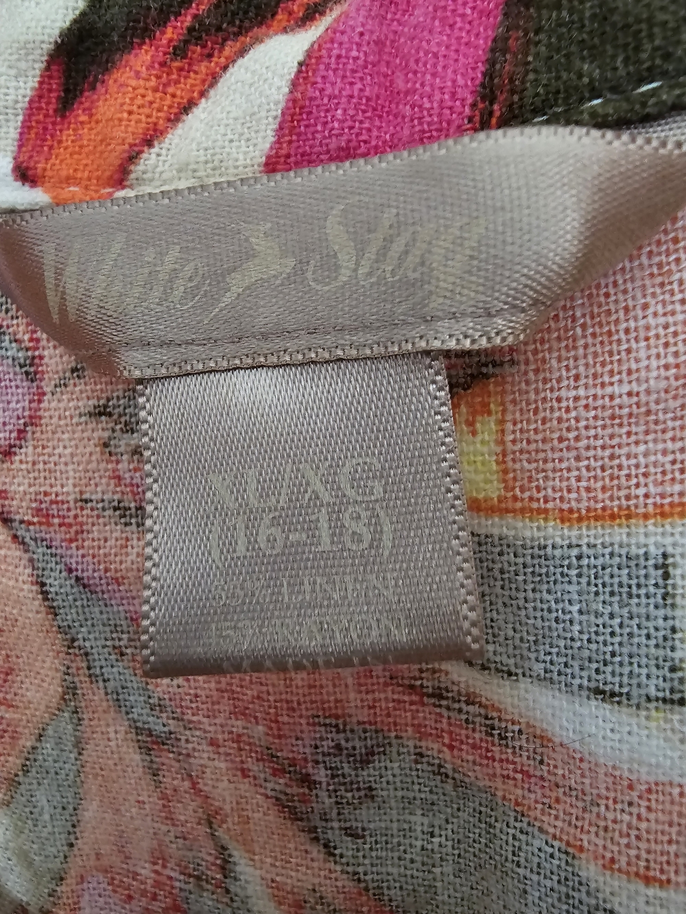 White Stag Floral Button-Down Shirt in Orange, Pink, Black on White - Picture 4 of 5